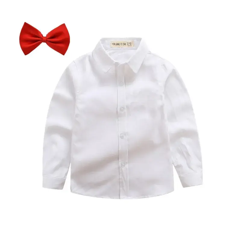 Boys White Shirt with Black Bow Tie Set