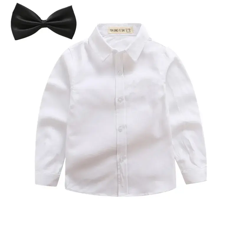 Boys White Shirt with Black Bow Tie Set