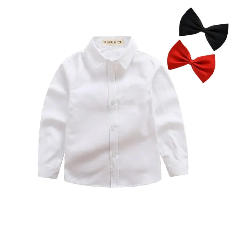 Boys White Shirt with Black Bow Tie Set