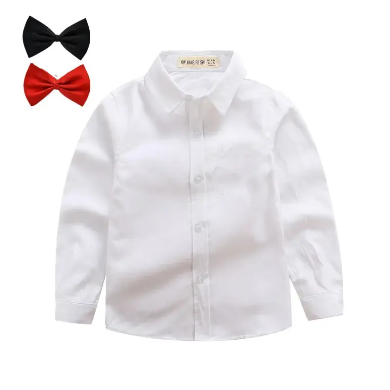 Boys White Shirt with Black Bow Tie Set