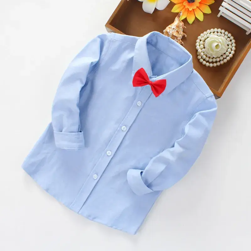 Boys White Shirt with Black Bow Tie Set