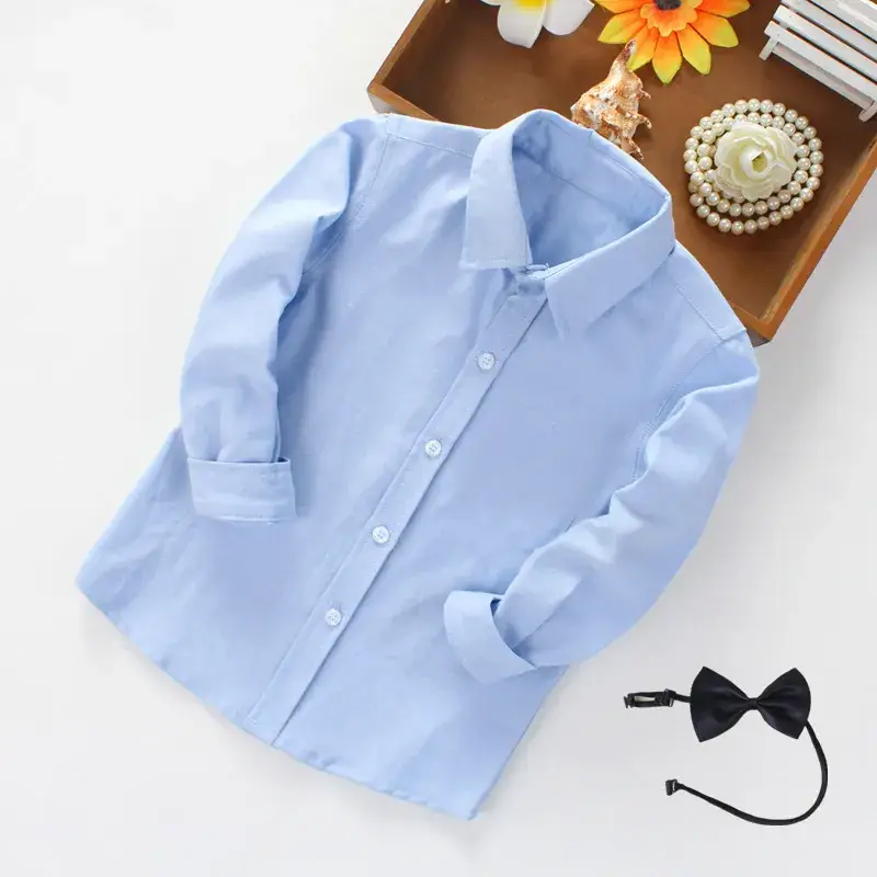 Boys White Shirt with Black Bow Tie Set