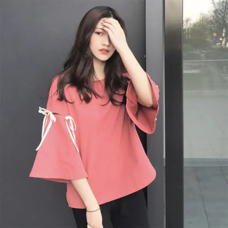 2019 Summer Korean Women's T-Shirt with Bell Sleeves - Image 5