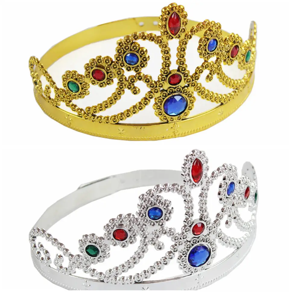 Golden & Silver Tiara Crown Headbands for Princess & Emperor - Image 15