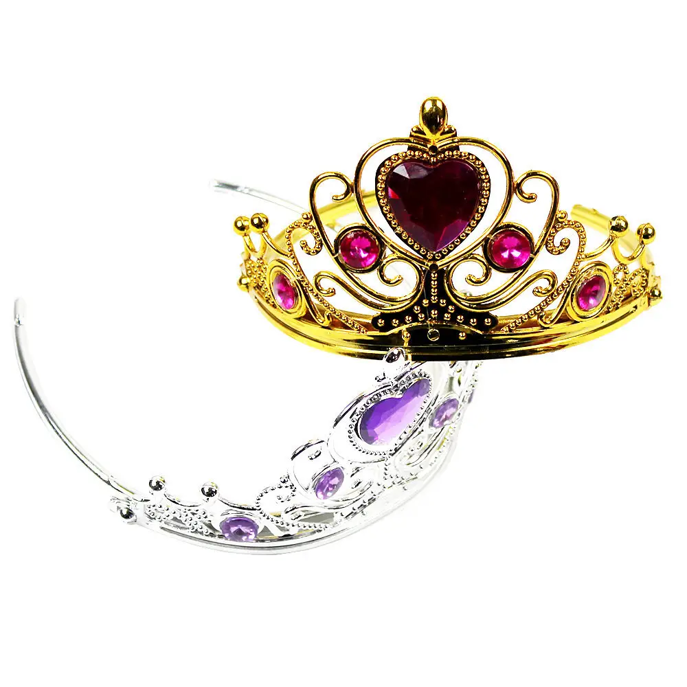 Golden & Silver Tiara Crown Headbands for Princess & Emperor - Image 16