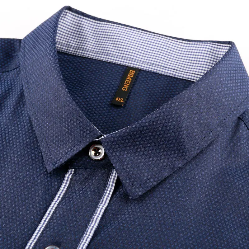 Bimeng 2019 Summer Shirt Blue Fat Plus Size Loose Lapel - Image 4