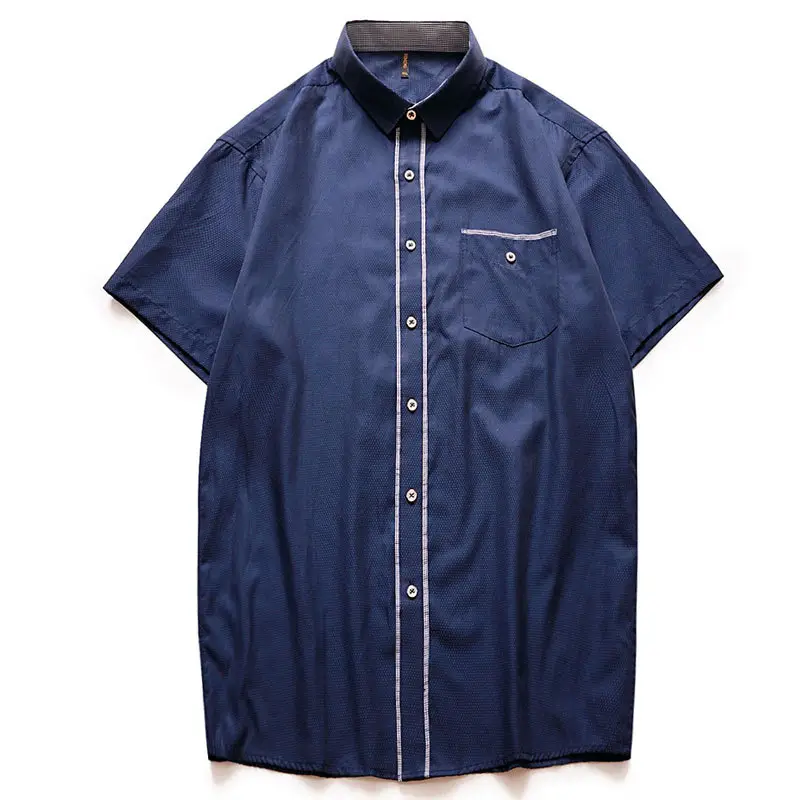 Bimeng 2019 Summer Shirt Blue Fat Plus Size Loose Lapel - Image 6