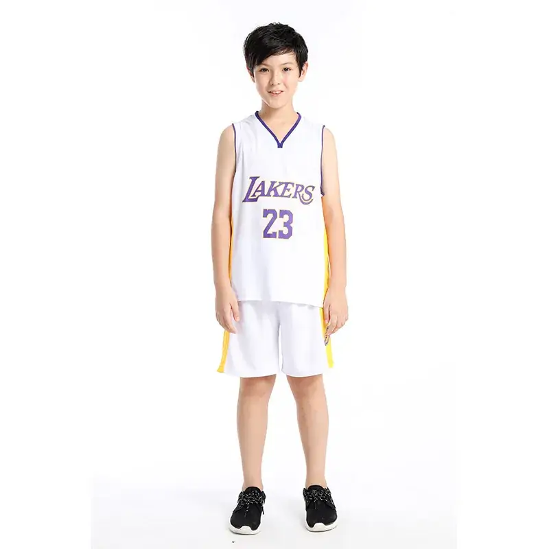 Lakers 23 Purple Kids Basketball Suit
