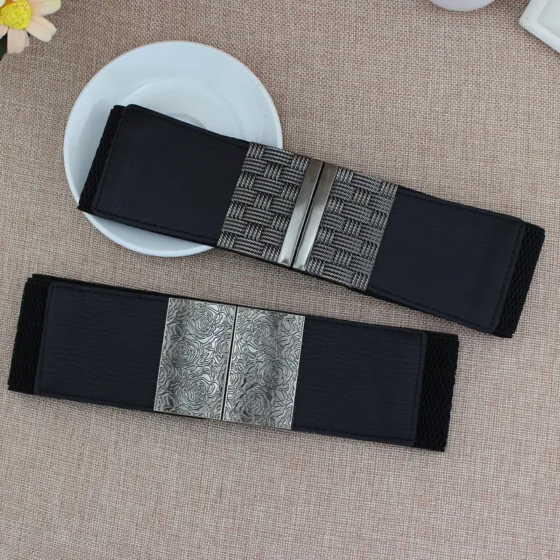 Black Belted Waist Square Buckle Decorative Belt for Women - Image 5