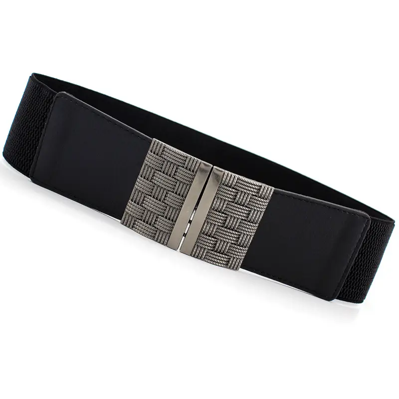 Black Belted Waist Square Buckle Decorative Belt for Women - Image 8