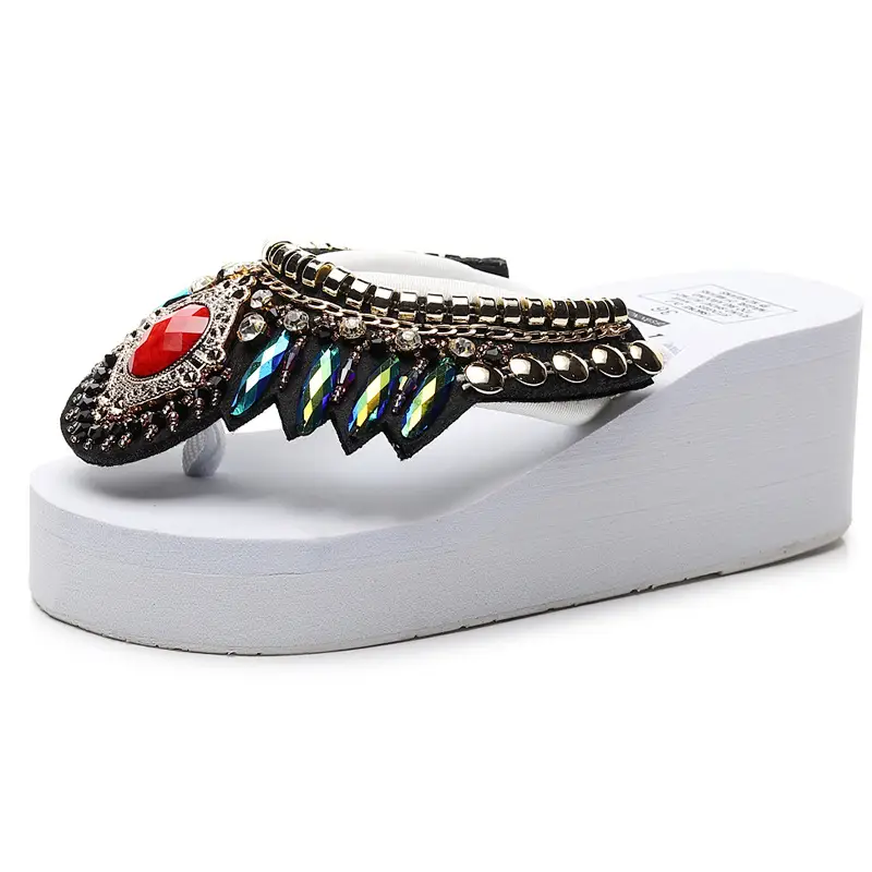 Women's Ethnic Mid-High Heel Sandals Black