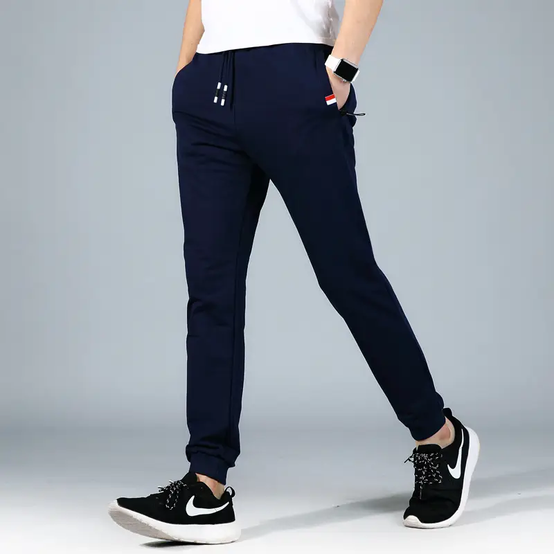Men's Navy Blue Casual Slim Fit Pants - Image 9
