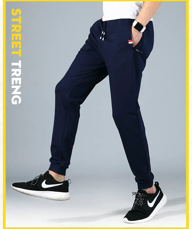 Men's Navy Blue Casual Slim Fit Pants — feature 10