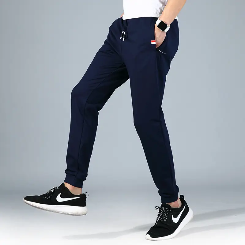 Men's Navy Blue Casual Slim Fit Pants - Image 2