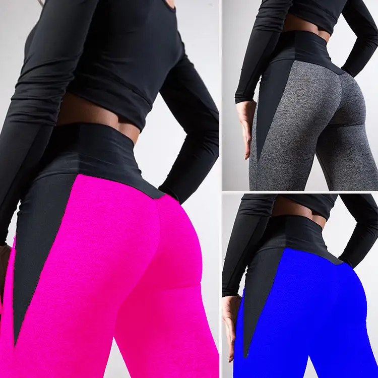 Grey Sports Yoga Leggings with Black Side Patch - Image 3