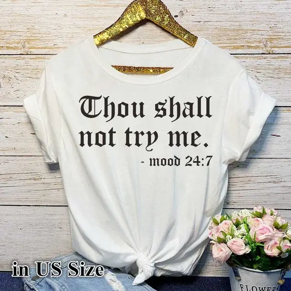 Women Yellow Printed T-Shirt "You Shall Not Try Me" Casual Short Sleeve