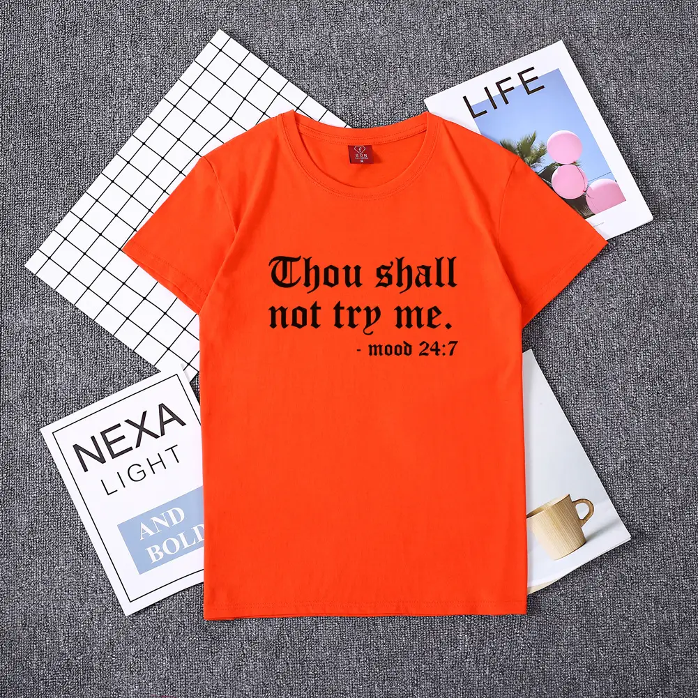 Women Yellow Printed T-Shirt "You Shall Not Try Me" Casual Short Sleeve