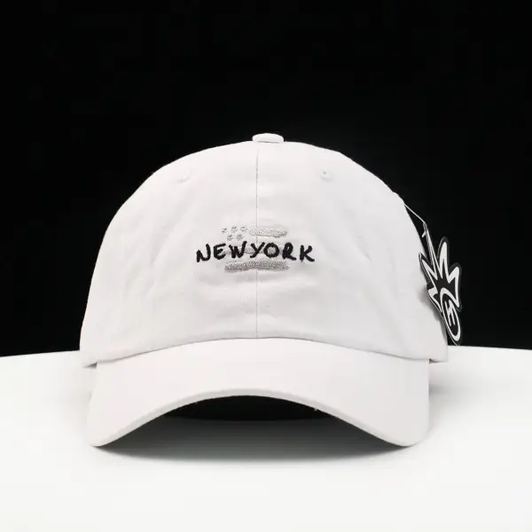 Women White New York Brand Baseball Cap — feature 3