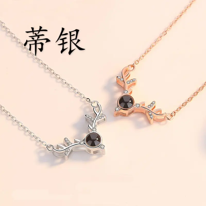 S925 Sterling Silver Deer Necklace with Black Stone & Crystal Accents - Image 4