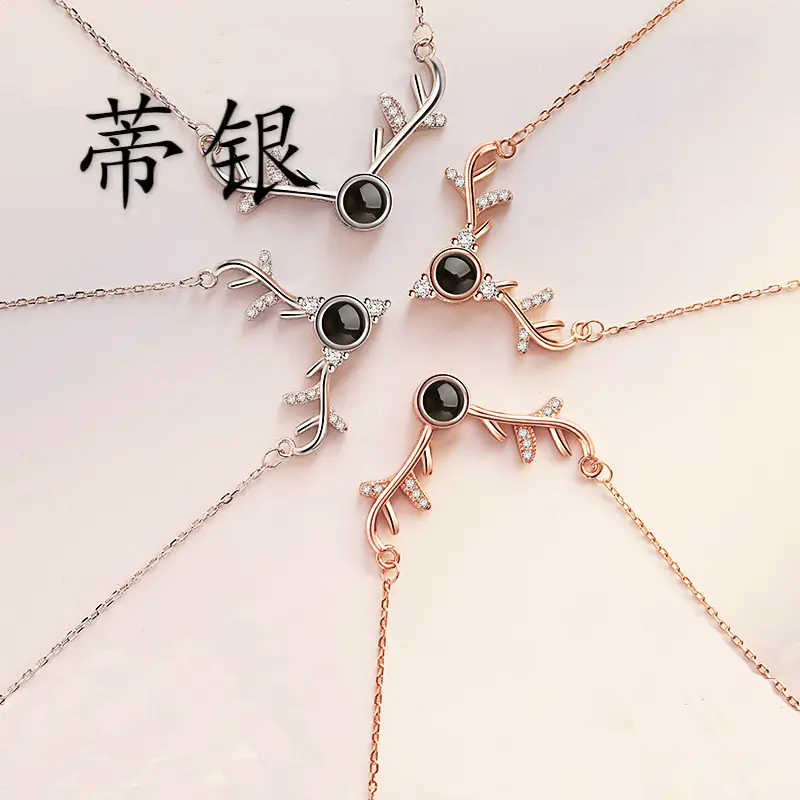 S925 Sterling Silver Deer Necklace with Black Stone & Crystal Accents - Image 6