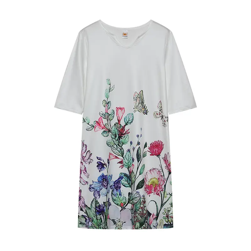 2025 Summer V Neck Printed Pullover Dress Loose Fit — feature 21