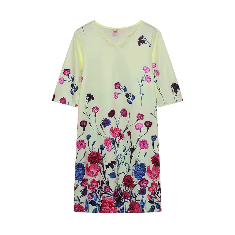 2025 Summer V Neck Printed Pullover Dress Loose Fit — feature 22