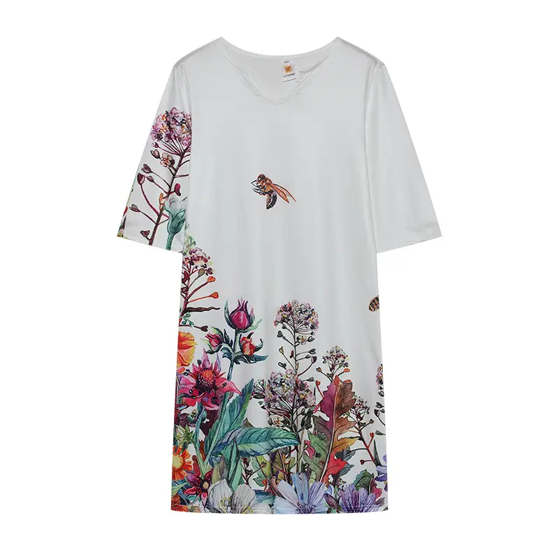 2025 Summer V Neck Printed Pullover Dress Loose Fit — feature 24