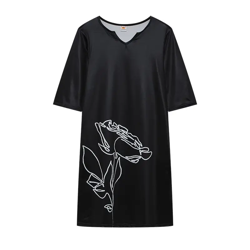 2025 Summer V Neck Printed Pullover Dress Loose Fit — feature 25