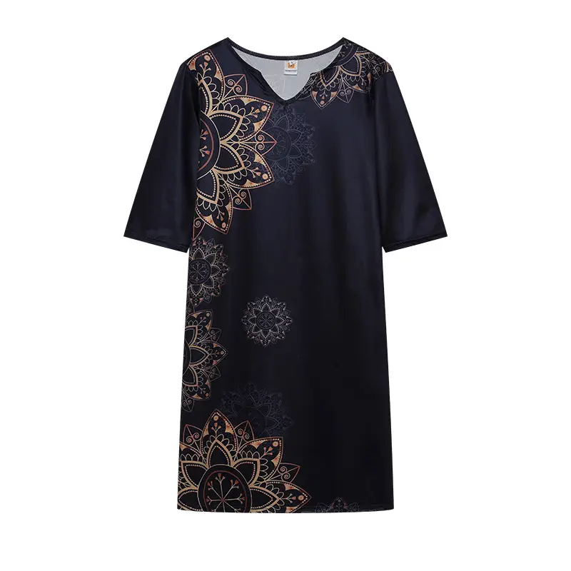 2025 Summer V Neck Printed Pullover Dress Loose Fit — feature 27