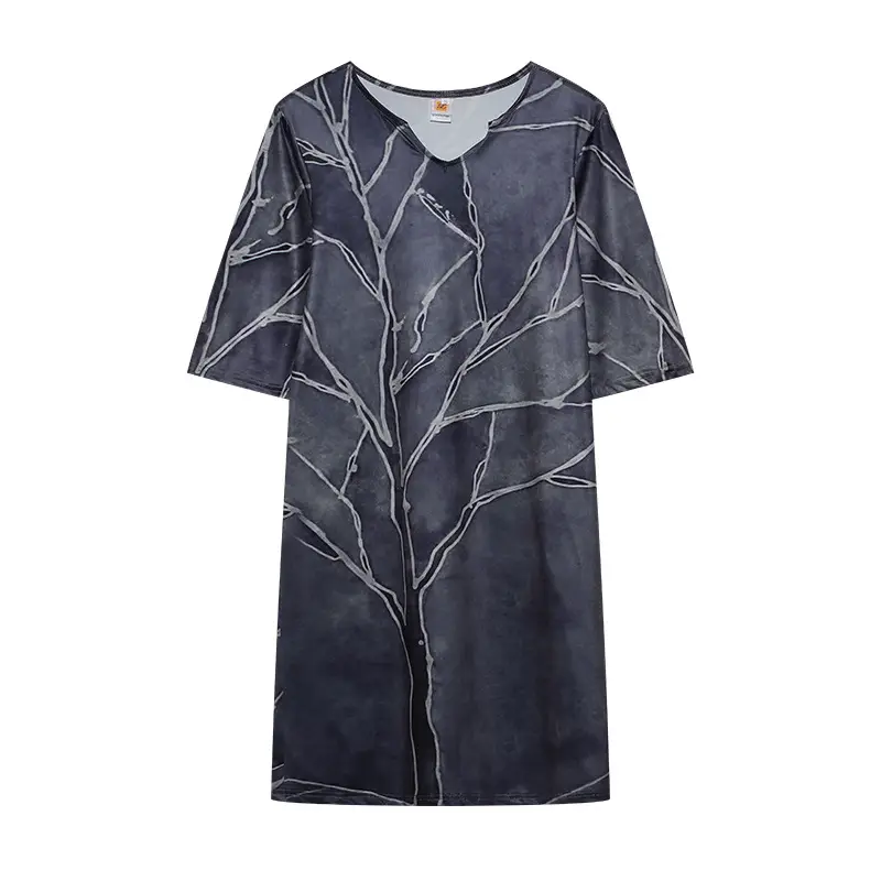 2025 Summer V Neck Printed Pullover Dress Loose Fit — feature 33