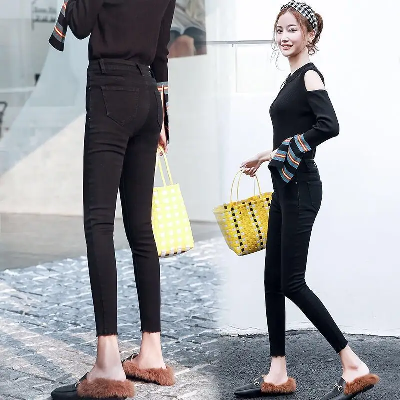 Women Black Slim Jeans Spring Autumn 2019 - Image 11