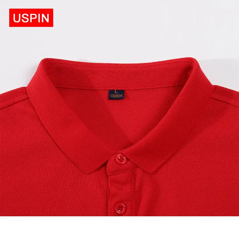 Men's Red Mercerized Polo T-Shirt Short Sleeve - Image 10