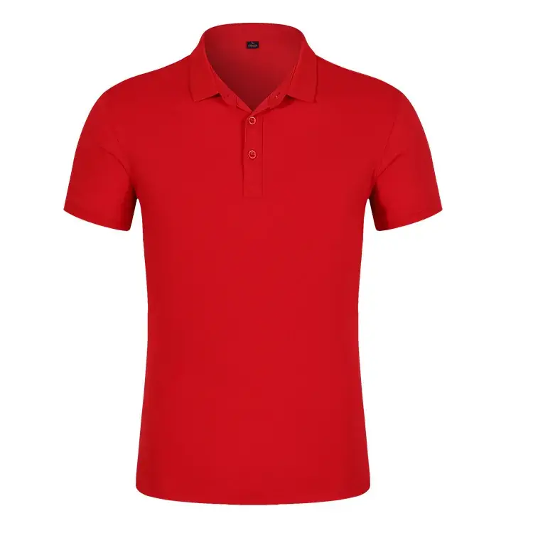 Men's Red Mercerized Polo T-Shirt Short Sleeve - Image 2