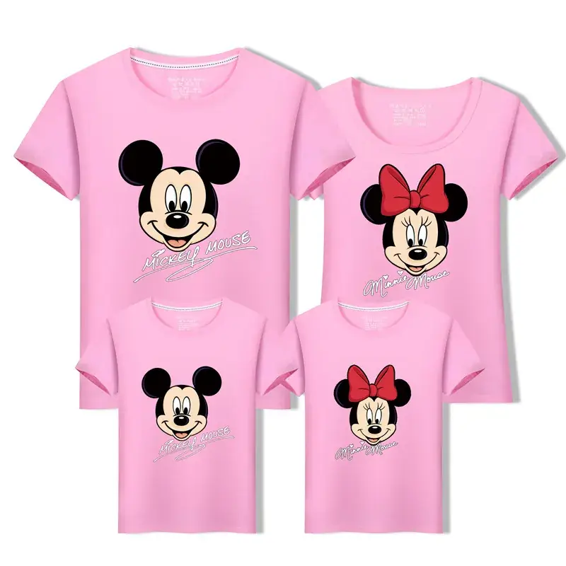 Mickey Mouse Family T-Shirts Pink Cotton for Kids - Image 5