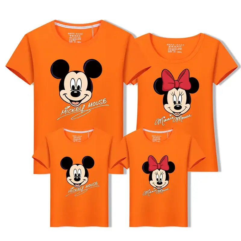 Mickey Mouse Family T-Shirts Pink Cotton for Kids - Image 10