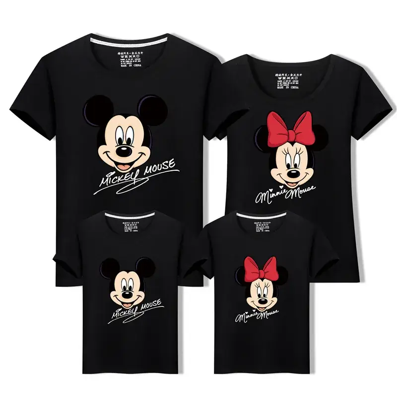 Mickey Mouse Family T-Shirts Pink Cotton for Kids - Image 4