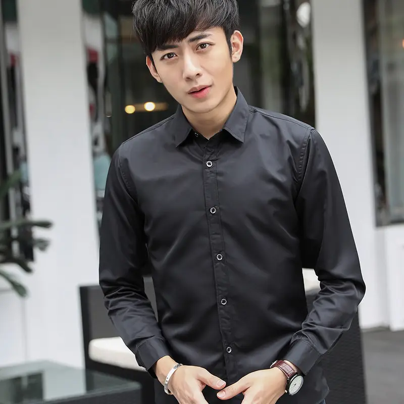 2022 Slim Fit Black Button Down Shirt for Men - Image 8