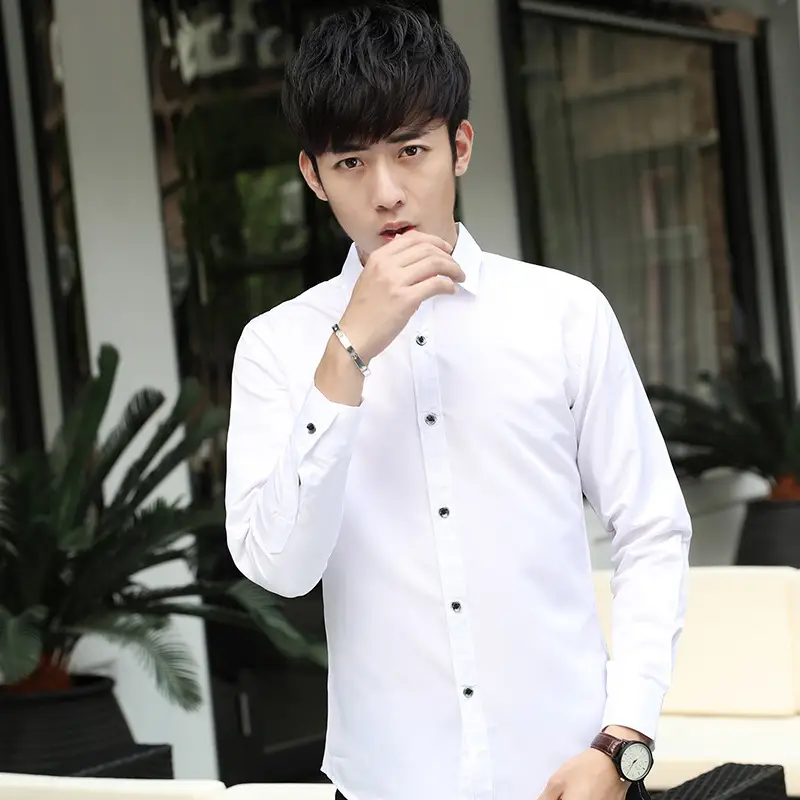 2022 Slim Fit Black Button Down Shirt for Men - Image 2