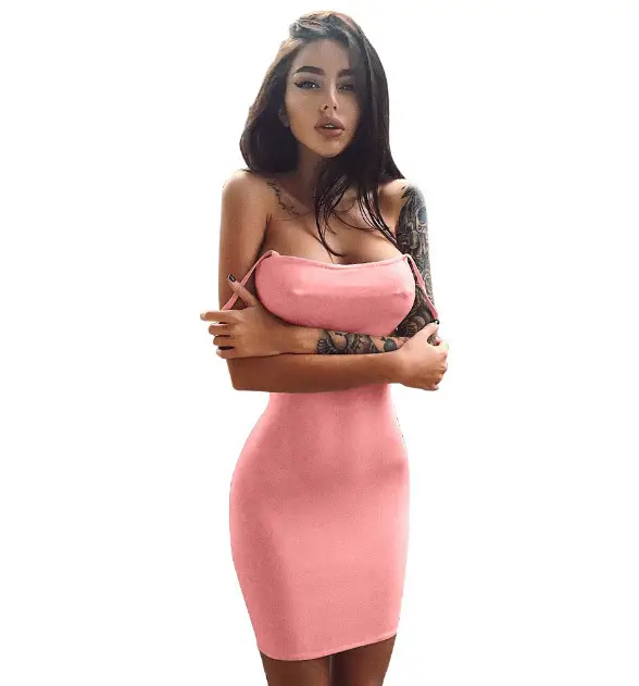 Red Slim Fit Women's Dress Summer Large Size