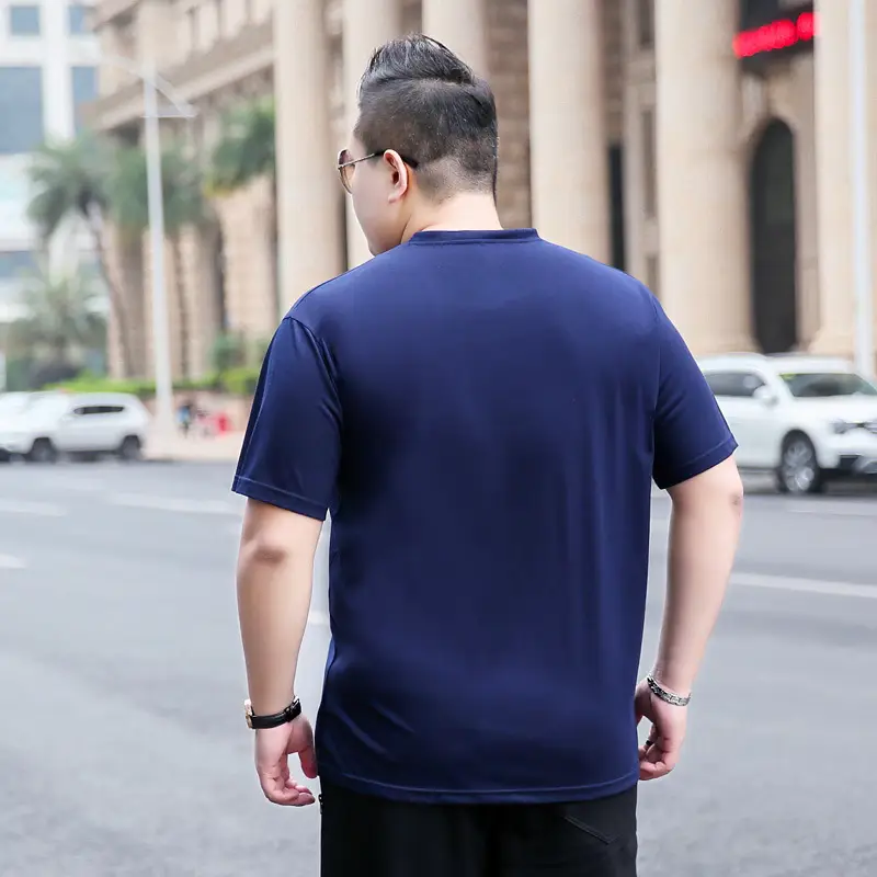Bi Meng Printed T-Shirt for Men Plus Size Dark Blue - Image 3