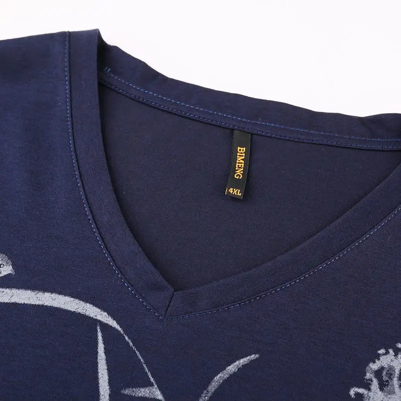 Bi Meng Printed T-Shirt for Men Plus Size Dark Blue - Image 4