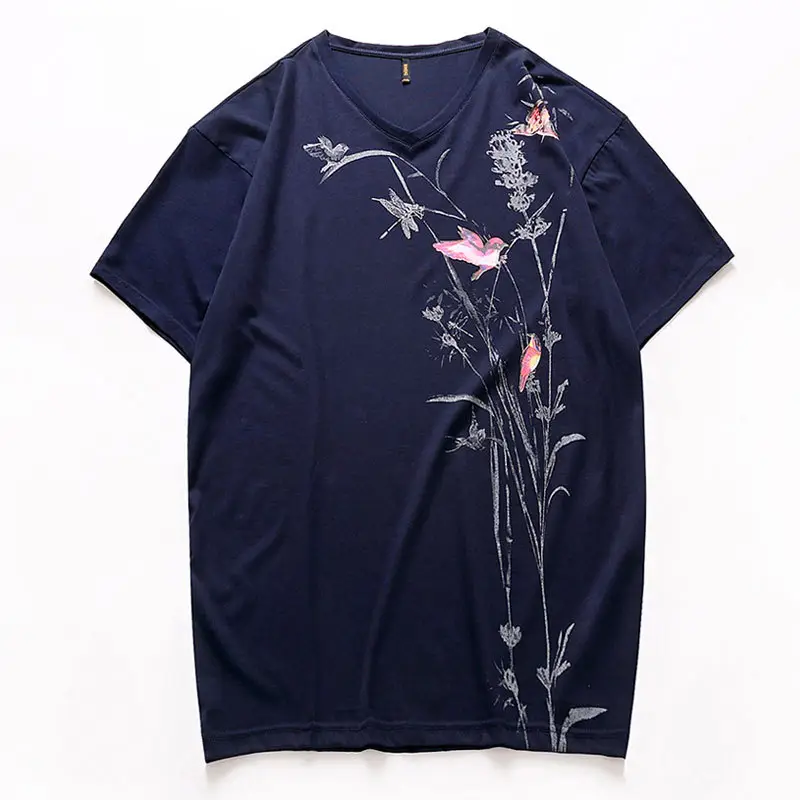 Bi Meng Printed T-Shirt for Men Plus Size Dark Blue - Image 6