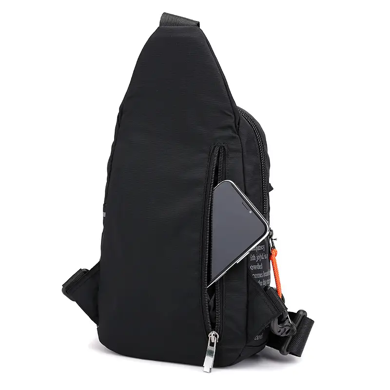 Men's Black Crossbody Backpack with Multiple Zippers - Image 8