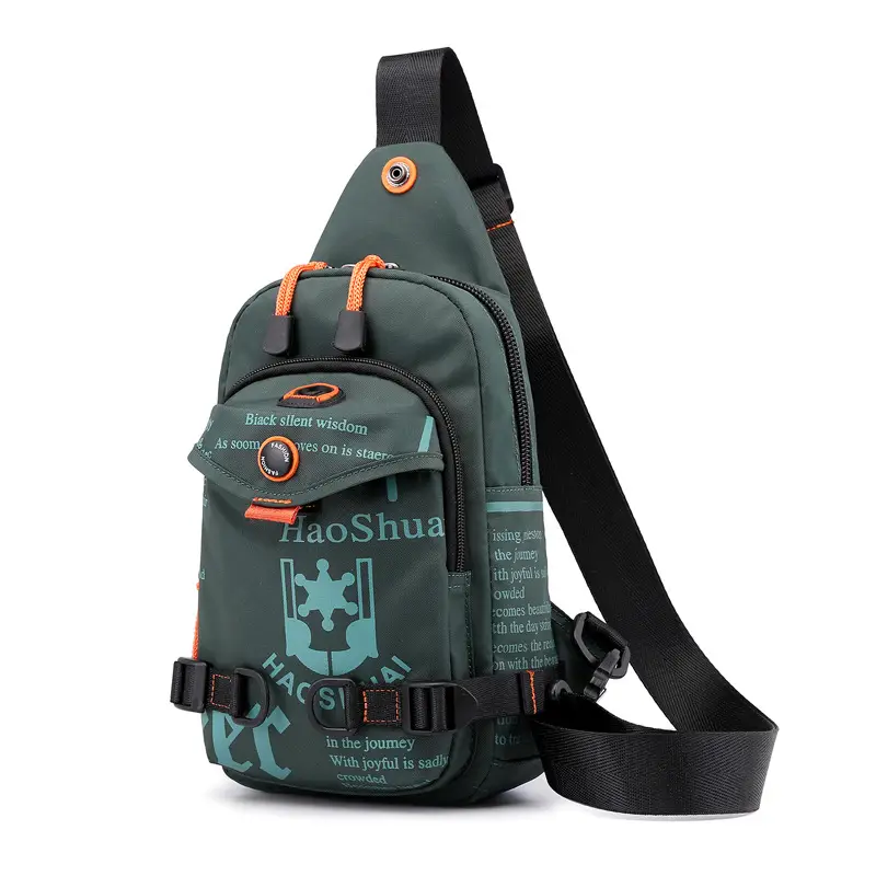 Men's Black Crossbody Backpack with Multiple Zippers - Image 4