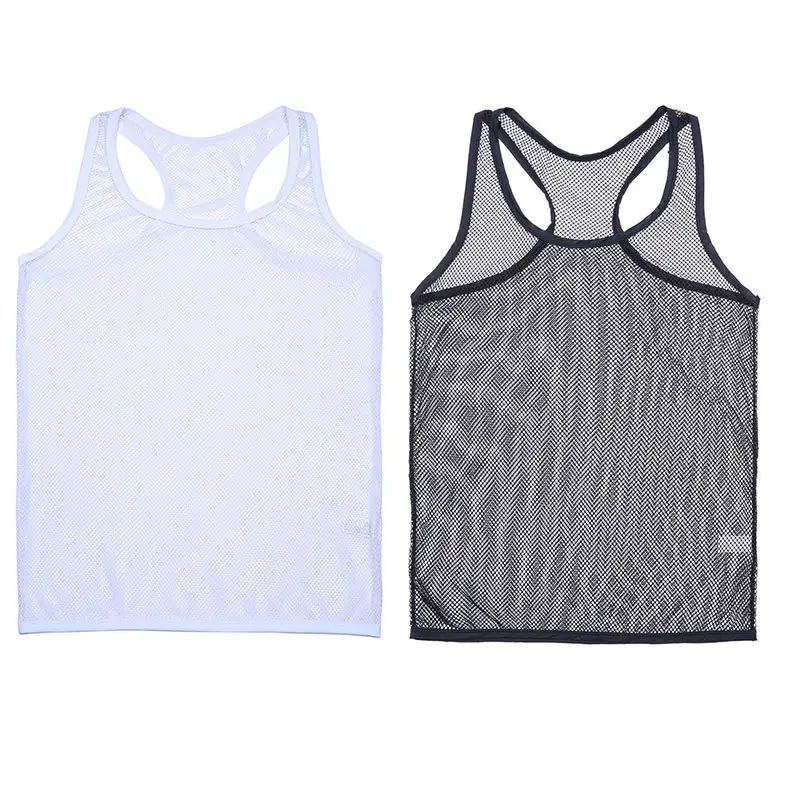 Men's I-Shape Mesh Vest Black Transparent