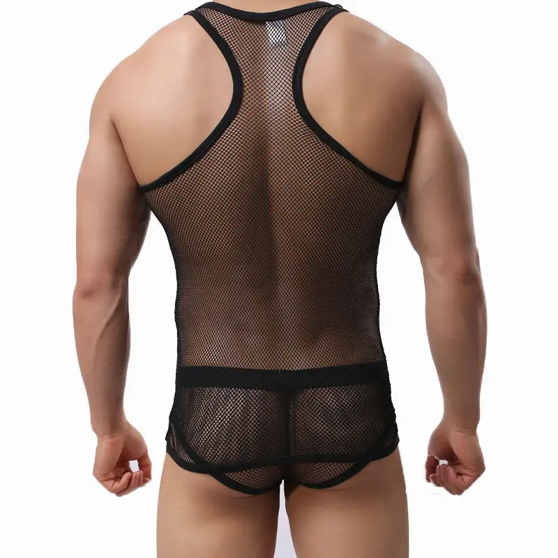 Men's I-Shape Mesh Vest Black Transparent
