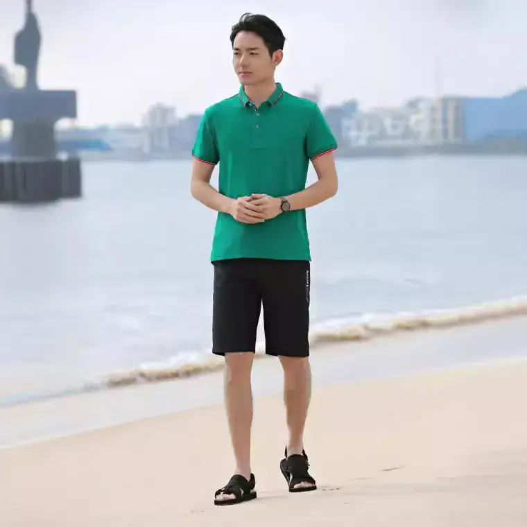 Men's Black Polo Shirt Short Sleeve Lapel T-Shirt - Image 14