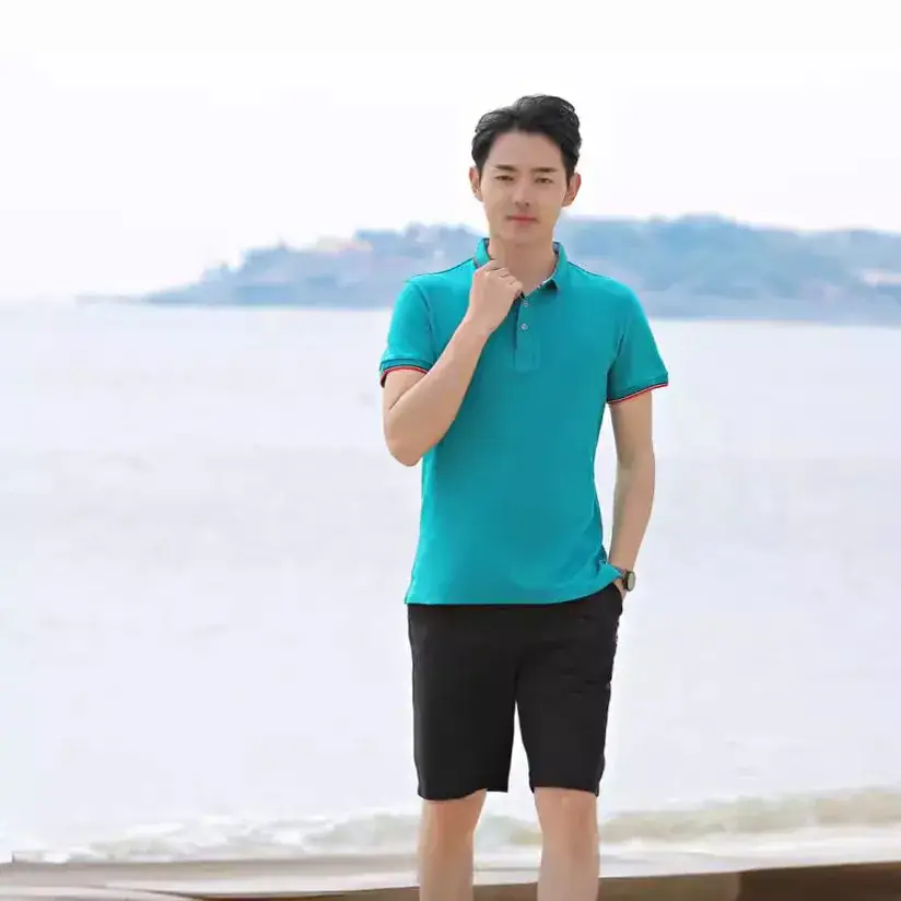 Men's Black Polo Shirt Short Sleeve Lapel T-Shirt - Image 15