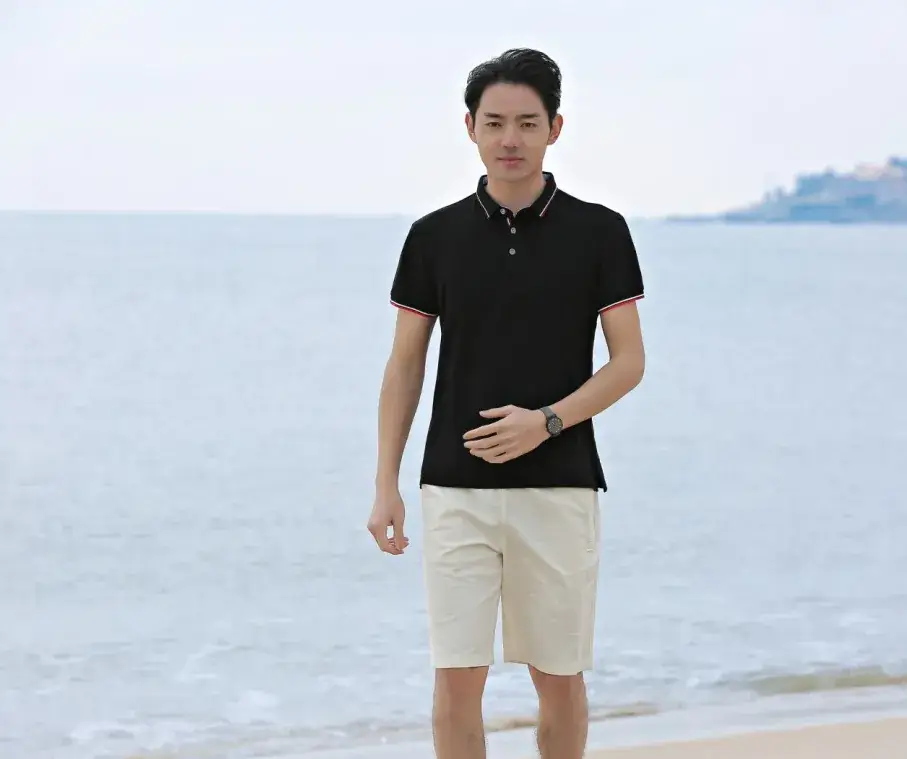 Men's Black Polo Shirt Short Sleeve Lapel T-Shirt - Image 4
