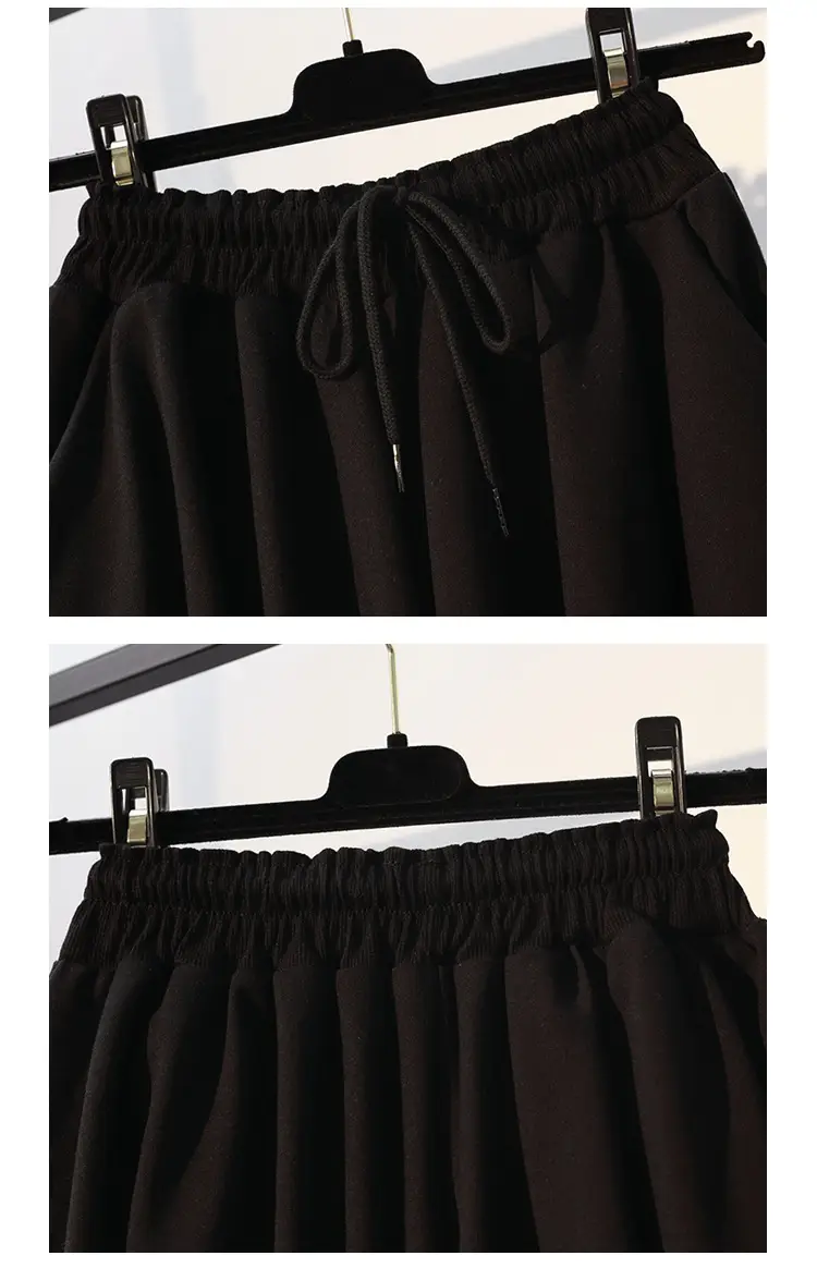 Plus Size Women's Black White Raglan Sleeve Skirt Set — feature 11